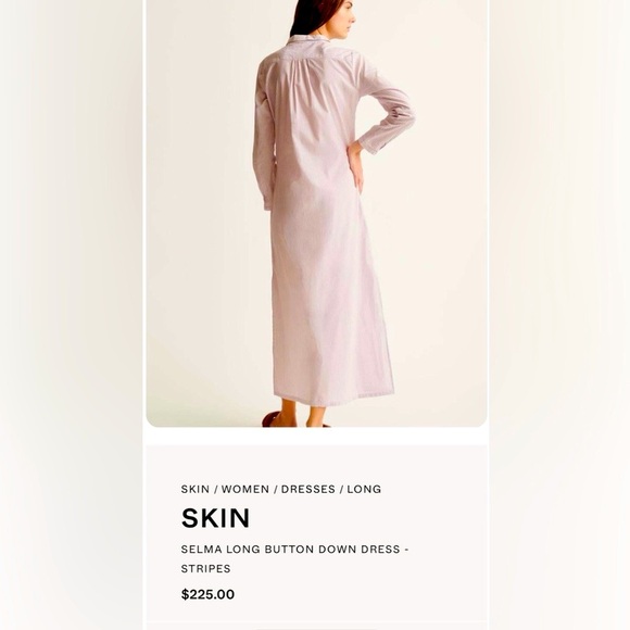 Skin worldwide Organic Cotton Selma red and white Striped Maxi Dress/lounge NWT - Picture 3 of 10